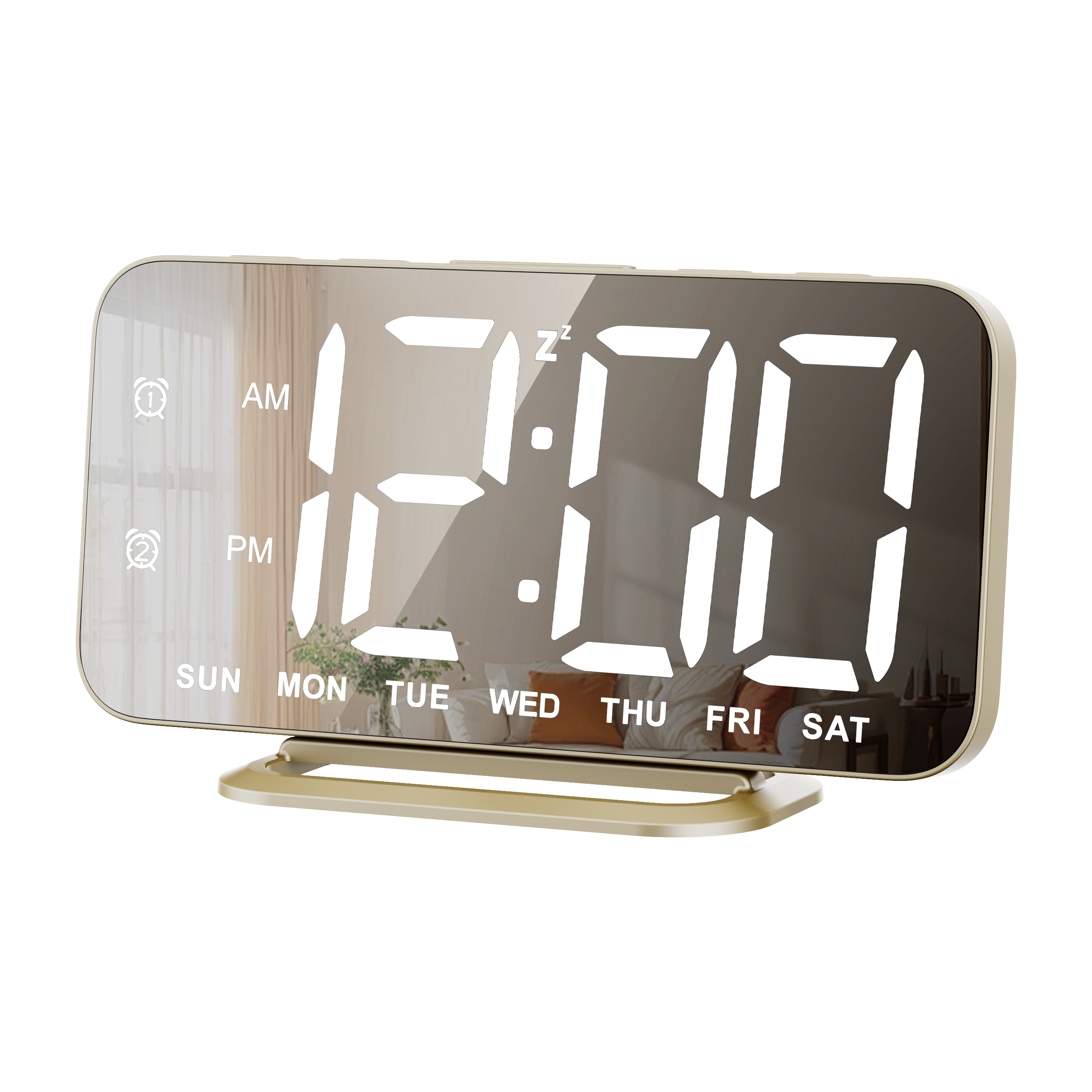 CH-08 Ultra-Thin Smartphone-Style Mirror Alarm Clock