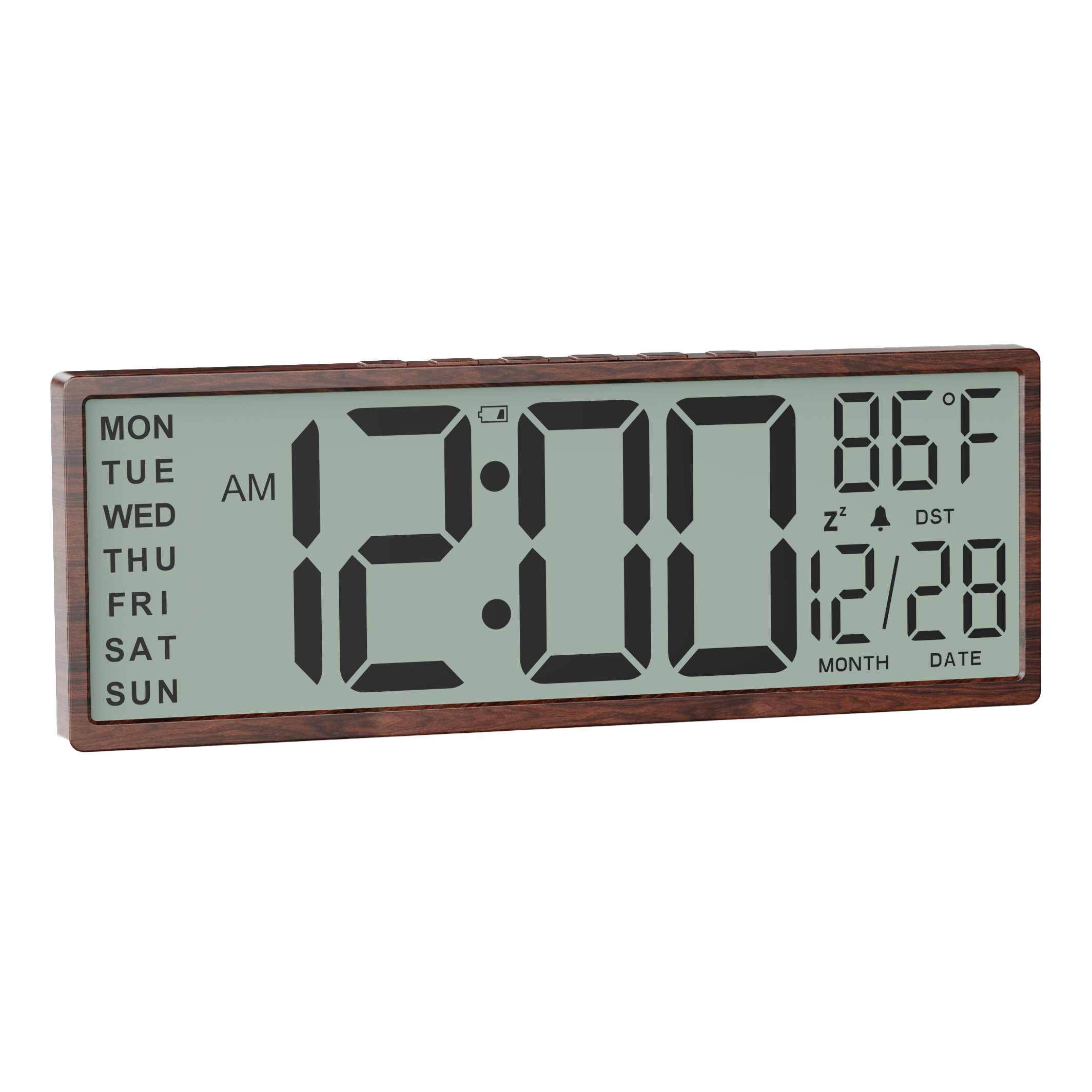 PH-09 Wood Grain 15-Inch Wood-Grain LCD Wall Clock