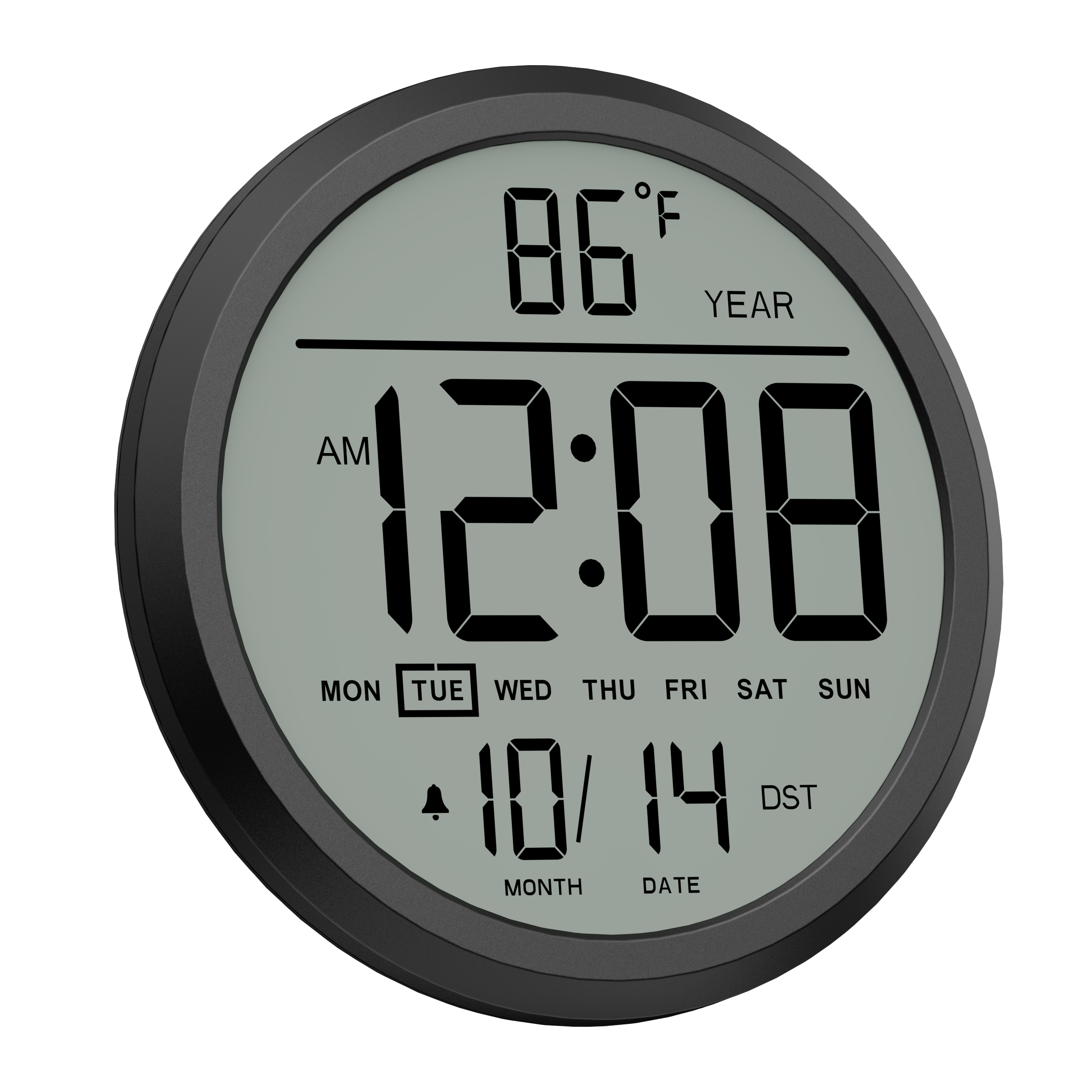 PH-16 Round LCD Calendar Wall Clock